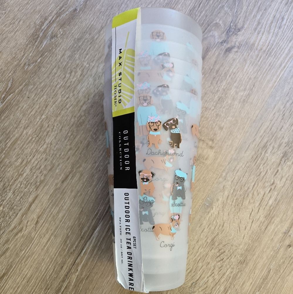 6 Max Studio Outdoor Iced Tea Tumblers (Lab, Pug, Corgi, Scottie,Dachshund)